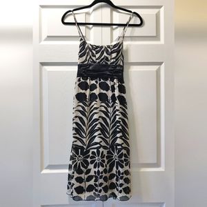 Forever Black and Cream Floral Tie Back Strappy Dress